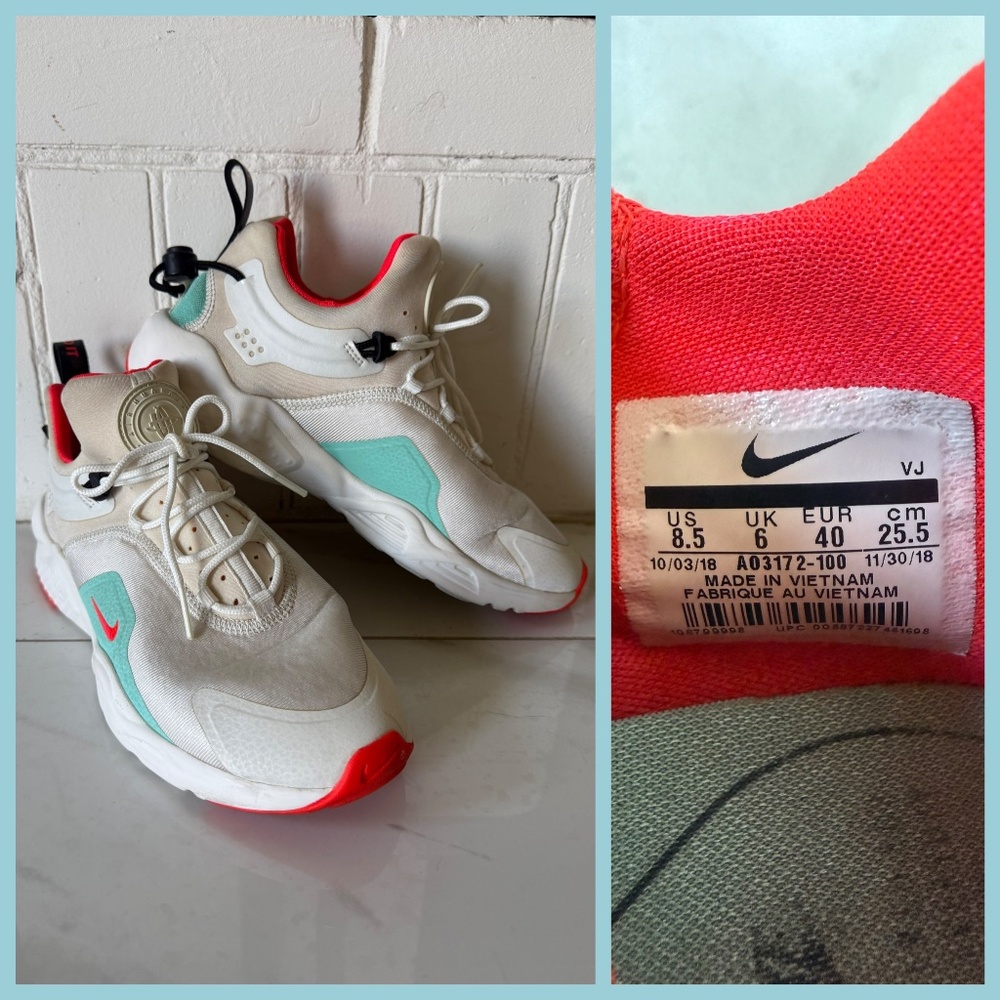 Nike Air Huarache City Move 8.5 in Summit White & Bright Crimson